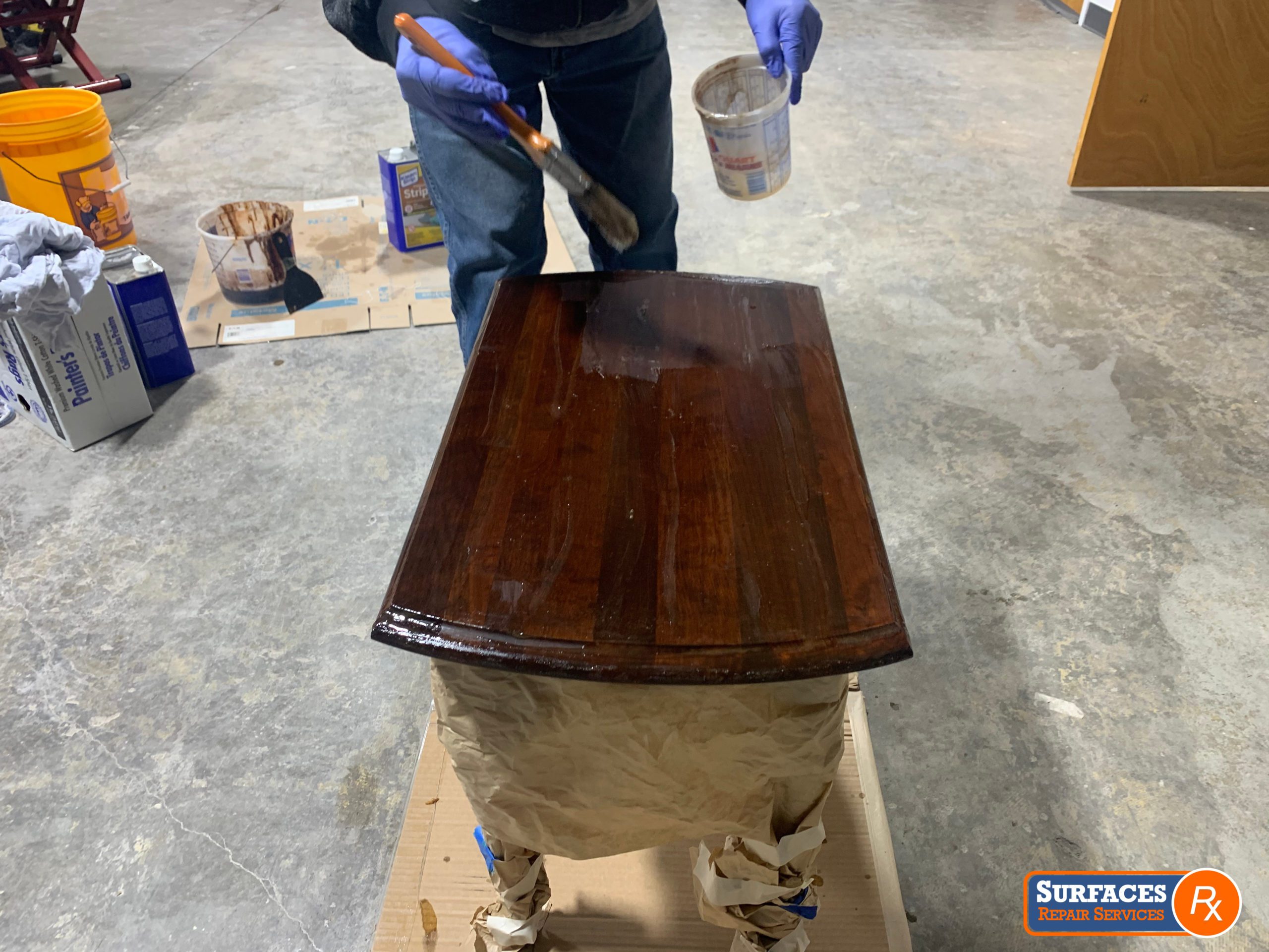 Cherry Drop-Leaf Table During Redesign to Walnut Finish