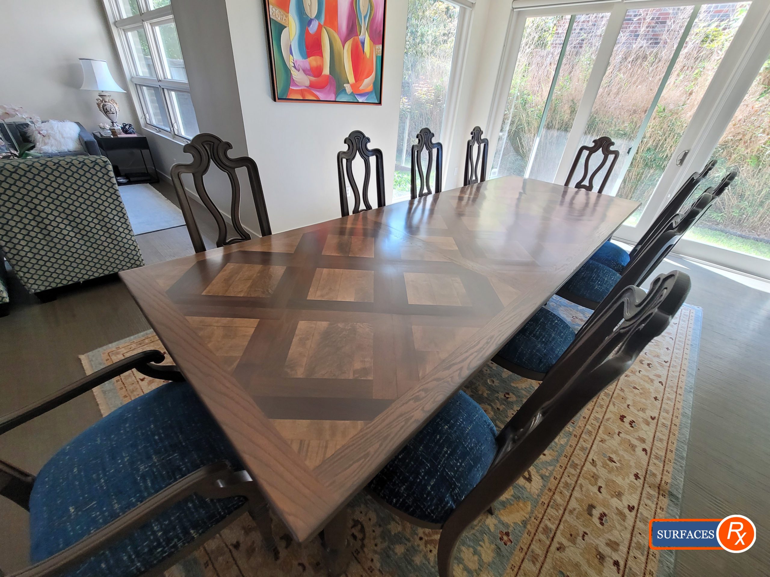 Parquetry Antique Dining Room Table After Refinishing by Surfaces Rx